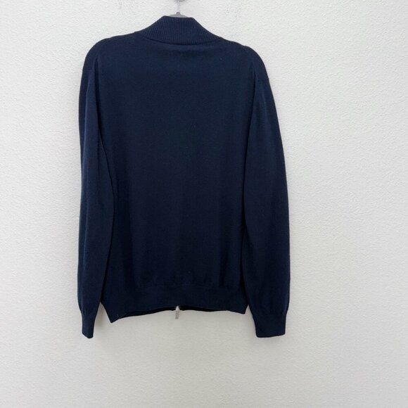 Ermenegildo Zegna Navy Blue 100% Cashmere Full Zip Knit Sweater Mens size XL 54 - Picture 8 of 8